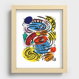 Joyful Life Abstract Art Illustration for Kids and Everyone Recessed Framed Print