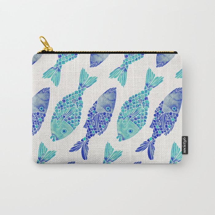 Indonesian Fish Duo – Navy & Turquoise Palette Carry-All Pouch