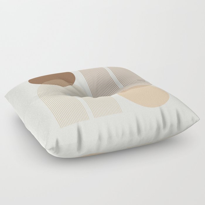 Geometric Lines in Neutral Colors Floor Pillow