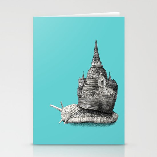 The Snail's Dream (monochrome option) Stationery Cards