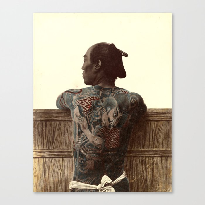 Kusakabe Kimbei - Japanese Tattoo - Original old vintage retro Photography from Japan -  Photo of Sa Canvas Print
