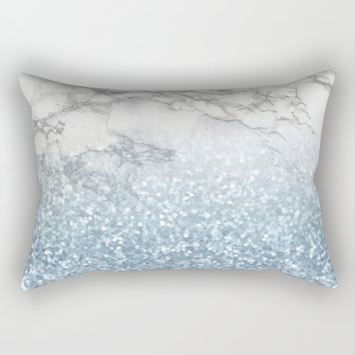 She Sparkles - Turquoise Teal Glitter Marble Rectangular Pillow