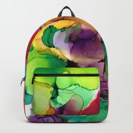 Rainbow Backpack | Digital, Positive Vibes, Vibrant, Neon, Flowing, Trendy, Bright, Pop Art, Colored, Painting 