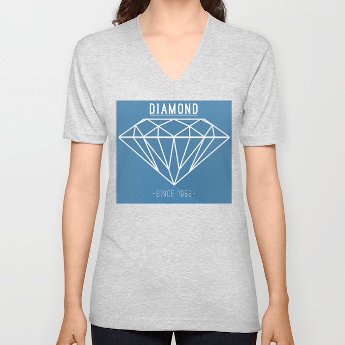 Diamond Shape - BlueWhite V Neck T Shirt