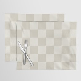Checkerboard Check Checkered Pattern in Mushroom Beige and Cream Placemat