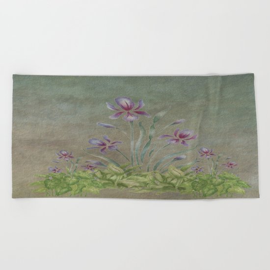 Painterly Spring Flower Garden Beach Towel