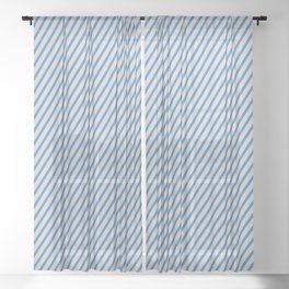 [ Thumbnail: Light Gray and Blue Colored Striped/Lined Pattern Sheer Curtain ]