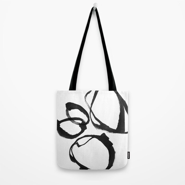 Minimalist Abstract Black Ink Painting Rings 2 Tote Bag By Mininst