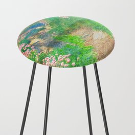 beach floral pathway impressionism painted realistic scene Counter Stool