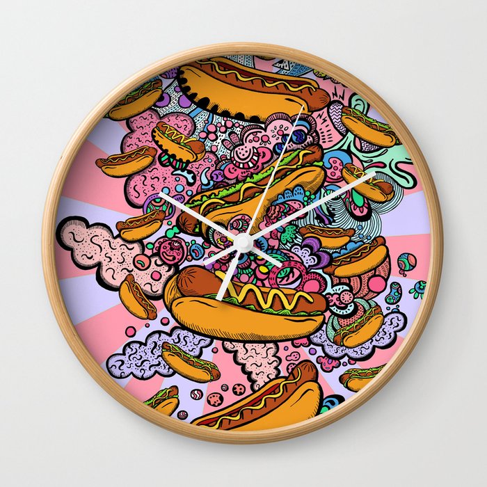 Hot dogs attack Wall Clock