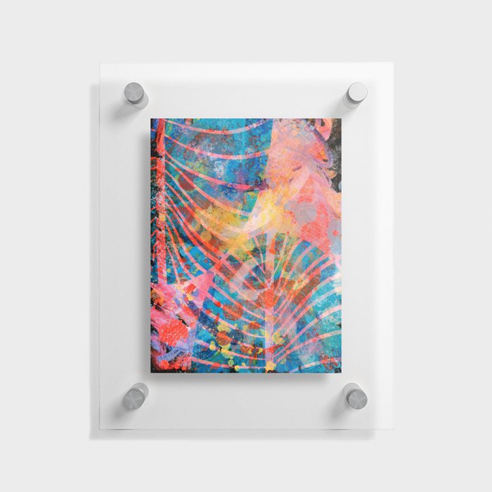 Abstract Tropical Leaves Graffiti Sprayed Paint Art Floating Acrylic Print