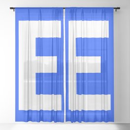 Letter E (White & Blue) Sheer Curtain