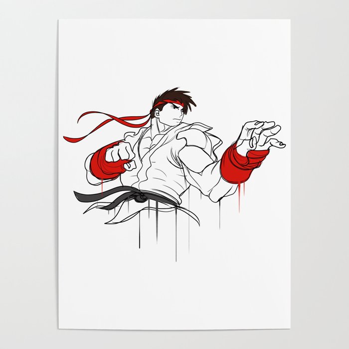 street fighter ryu character  fan art by me Poster