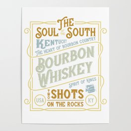 Bourbon whiskey shots on the rock Poster