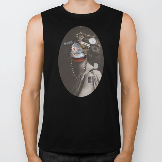 Crazy Woman - her hat face Biker Tank