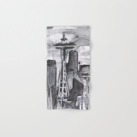 Seattle Skyline Watercolor Space Needle Washington PNW Hand & Bath Towel