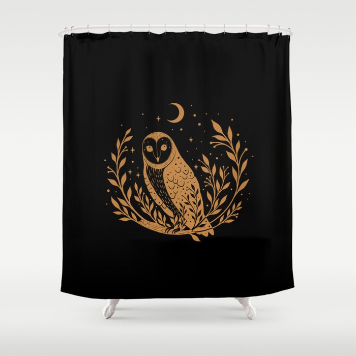 Owl Moon - Gold Shower Curtain