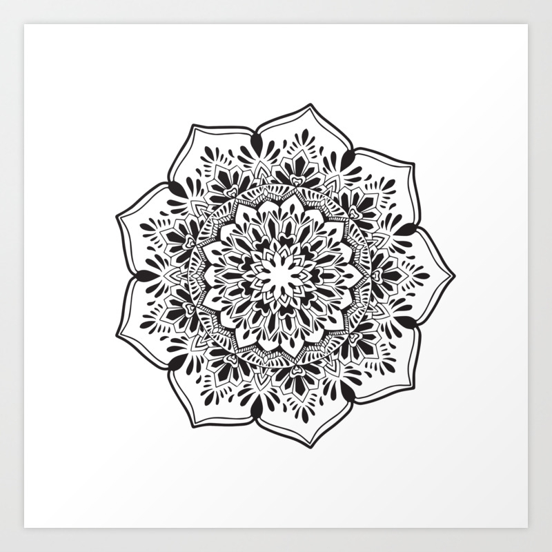 Blackwork Mandala Henna Inspired Art Print By Amyjacksonart Society6