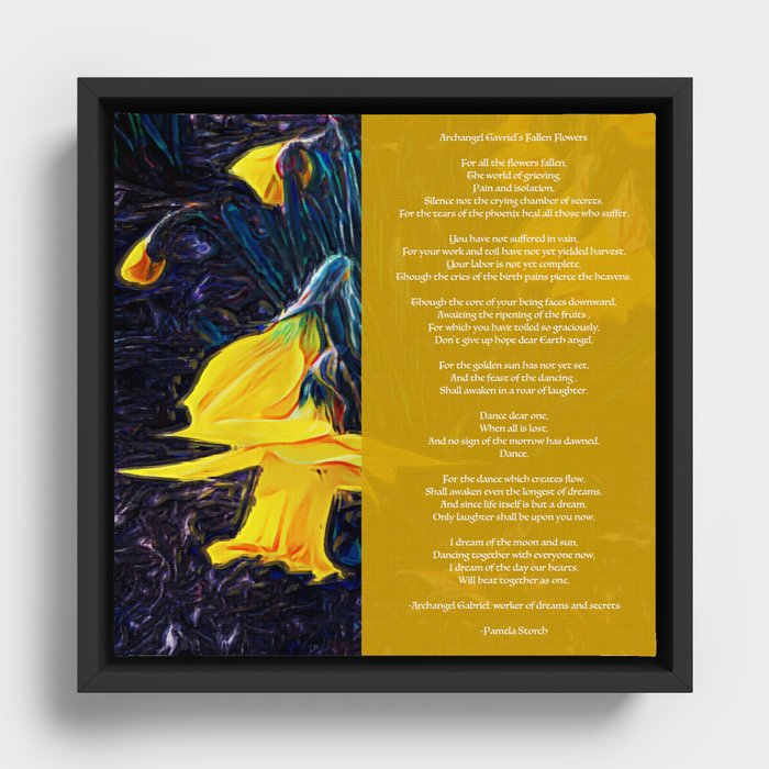 Archangel Gavriel's Fallen Flowers Poem Framed Canvas