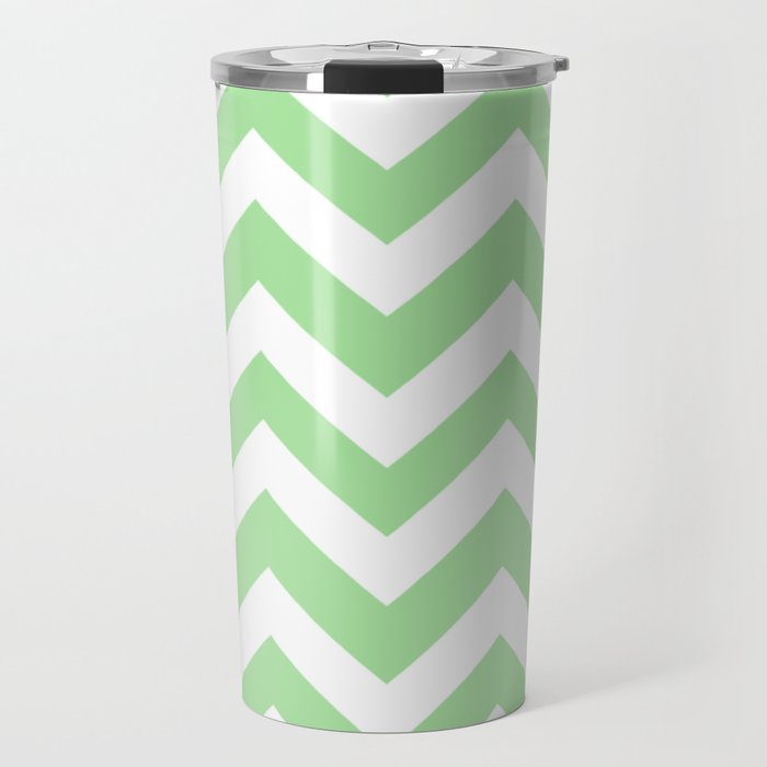Granny Smith apple - green color - Zigzag Chevron Pattern Travel Mug