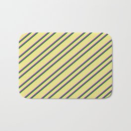 [ Thumbnail: Tan, Dark Orchid & Green Colored Lined/Striped Pattern Bath Mat ]