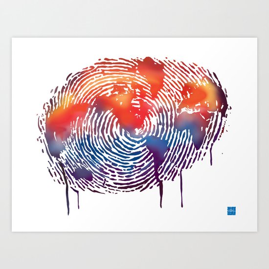 global map finger print Art Print
