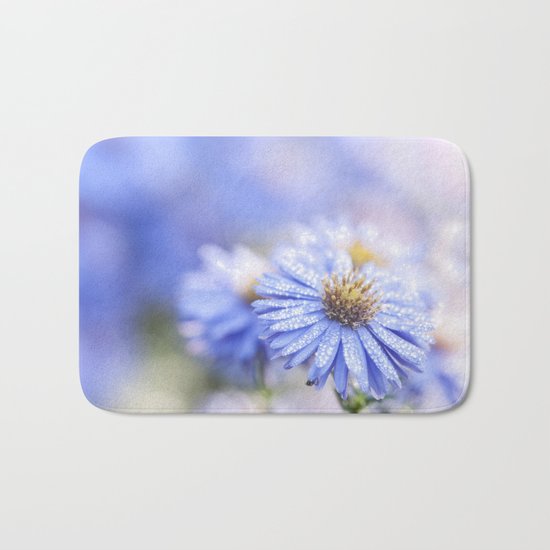 Blue Aster in LOVE - Flowers Flower Floral Bath Mat