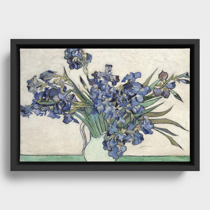 Vase with Irises Framed Canvas