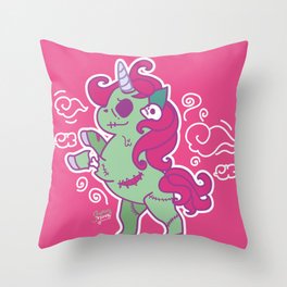 Zombie unicon Throw Pillow | Zombie, Cute, Digital, Unicorn, Pastel, Skull, Drawing, Creepy, Goth 