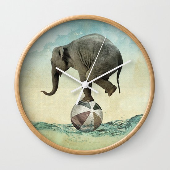 Elephant at Sea Wall Clock