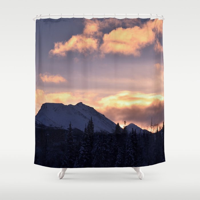 Flat Top Sunrise Serenity Rose Shower Curtain