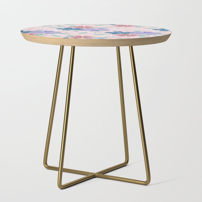 Hibiscus Tropical Pattern - Pink, Periwinkle, Seaglass Side Table