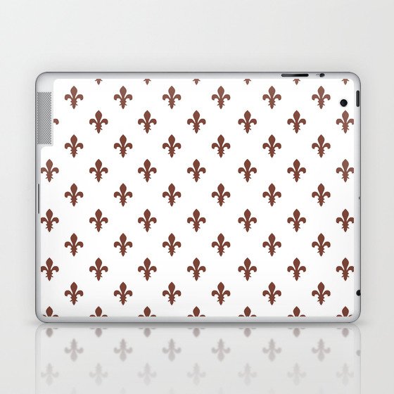 Fleur-de-Lis (Brown & White Pattern) Laptop & iPad Skin