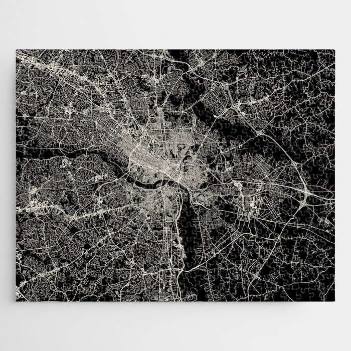 Richmond USA. Black and White City Map Jigsaw Puzzle