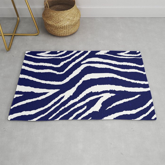Animal Print Zebra Blue and White Rug by Art is Wonderful Society6