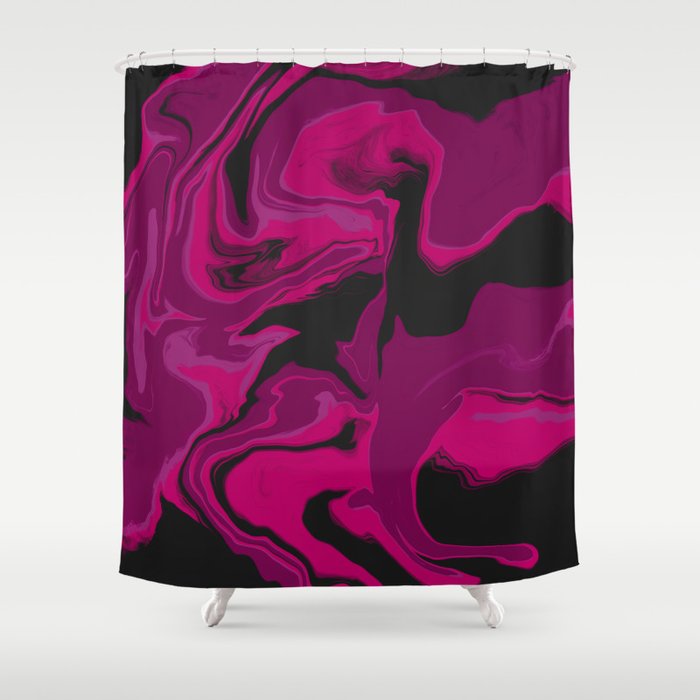 Abstract contemporary liquid marble pattern with purple, pink and black Shower Curtain