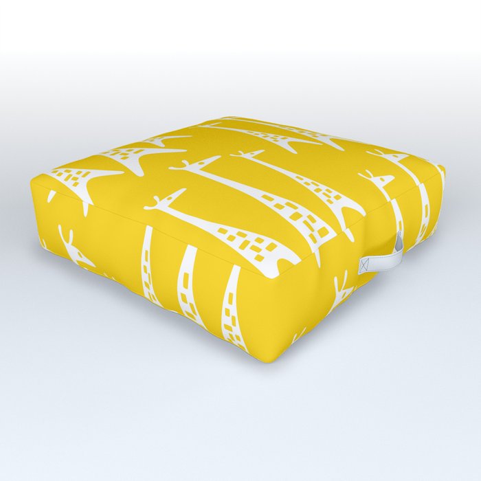 Giraffe Pattern 221 Yellow Outdoor Floor Cushion