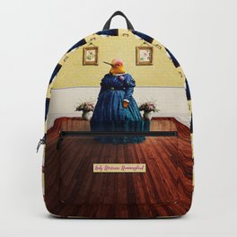 Lady Hortense Hummingbird Backpack | Animal, Foyer, Blue, Surreal, Lady, Victorian, Nectar, Vintage, Dress, Digital 