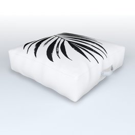 Tropical Palm Frond: Black & White Outdoor Floor Cushion