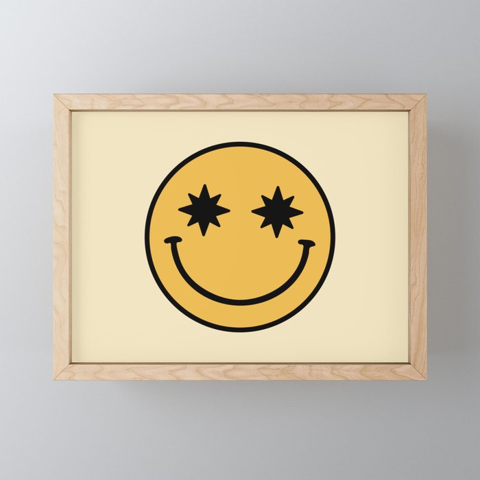 Yellow Smiley Face Framed Mini Art Print