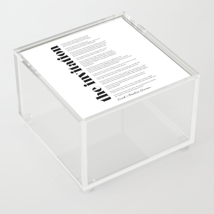 The Invitation by Oriah Mountain Dreamer Acrylic Box