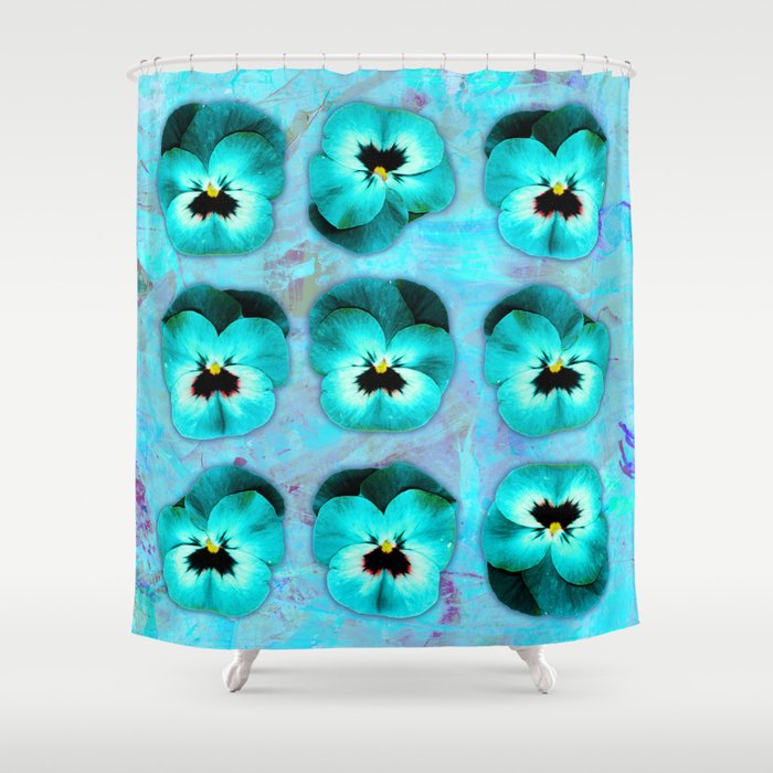 9 turquoise on light blue and violet Shower Curtain