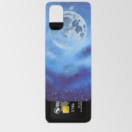Blue Full Moon and Clouds - Original Abstract Painting Android Card Case