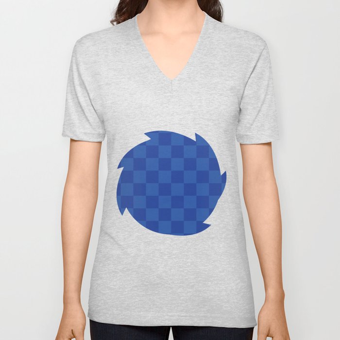 Checkerboard Pattern ~ Sonic Blue V Neck T Shirt