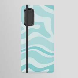 Modern Retro Liquid Swirl Abstract in Light Aqua Teal Blue Android Wallet Case