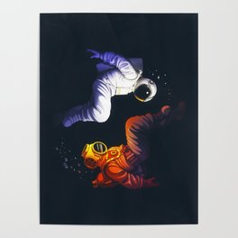 Yin Yang Astronaut Scuba Poster