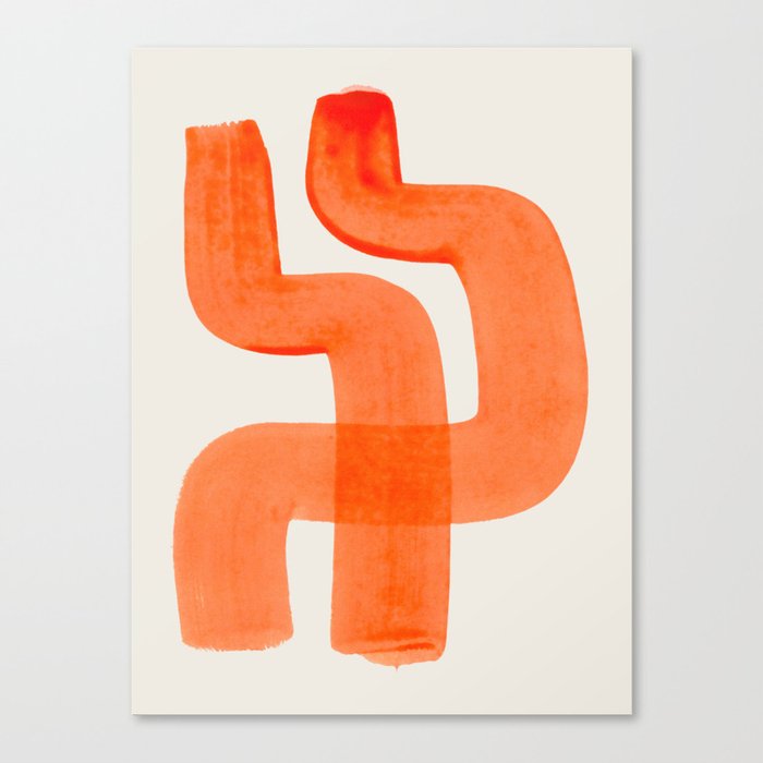 Mid Century Modern Abstract Minimalist Abstract Vintage Retro Orange Watercolor Brush Strokes Canvas Print