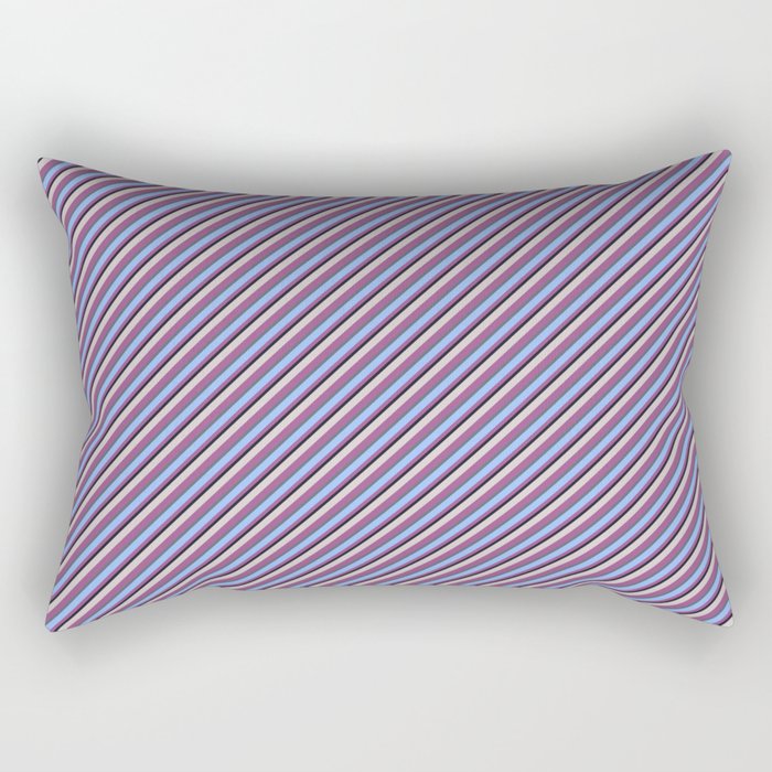 Light Lilac Blue Inclined Stripes Rectangular Pillow