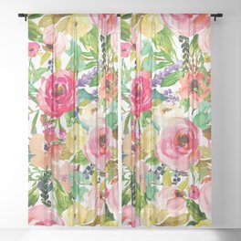 Floral Garden Collage Sheer Curtain
