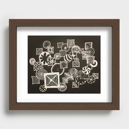 White on Black Abstract Recessed Framed Print